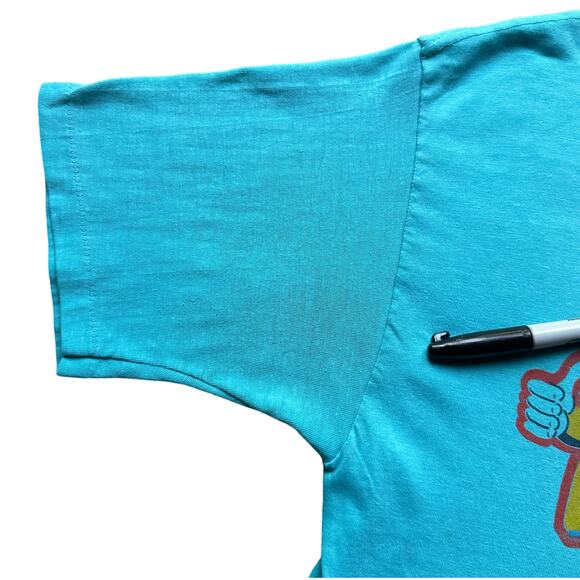 RARE Vintage 70's/80's Dad Graphic Blue SS Tee Size L GUC - Picture 5 of 12